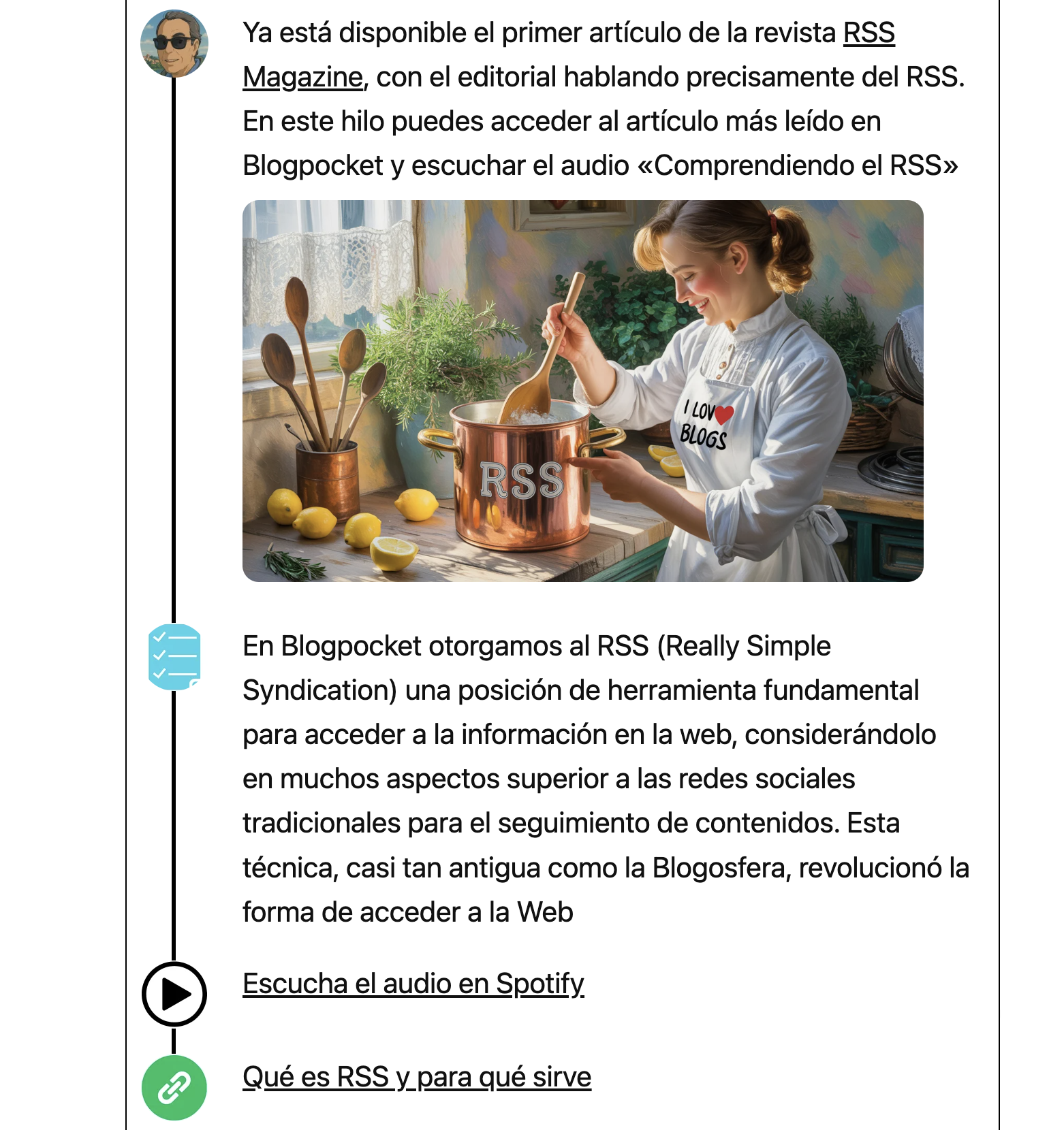 Captura de pantalla de un post en forma de hilo, publiado en Blogpocket.