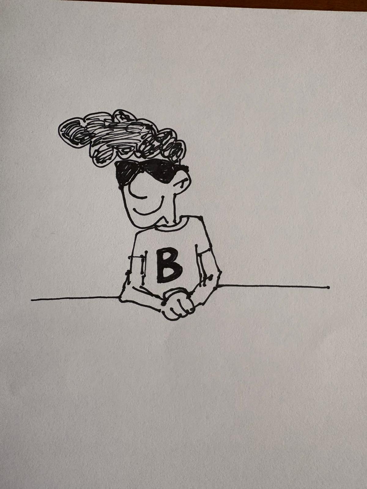 Dibujo de Blogpocky realizado por A. Cambronero, según uno de sus personajes de cómic dibujados a finales de los 70.