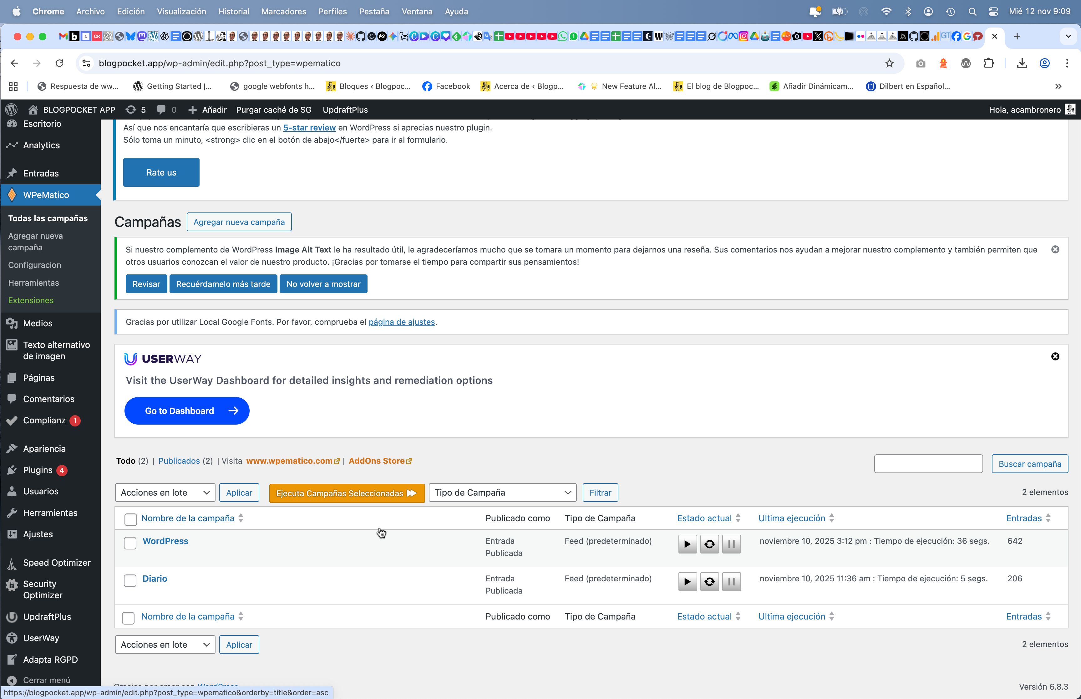 Captura configuración de WPematico.
